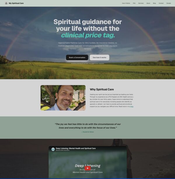 Oakley Spiritual Care — A spiritual care practice site with a built-in CMS, built with Platfrmr by Darren Oakley